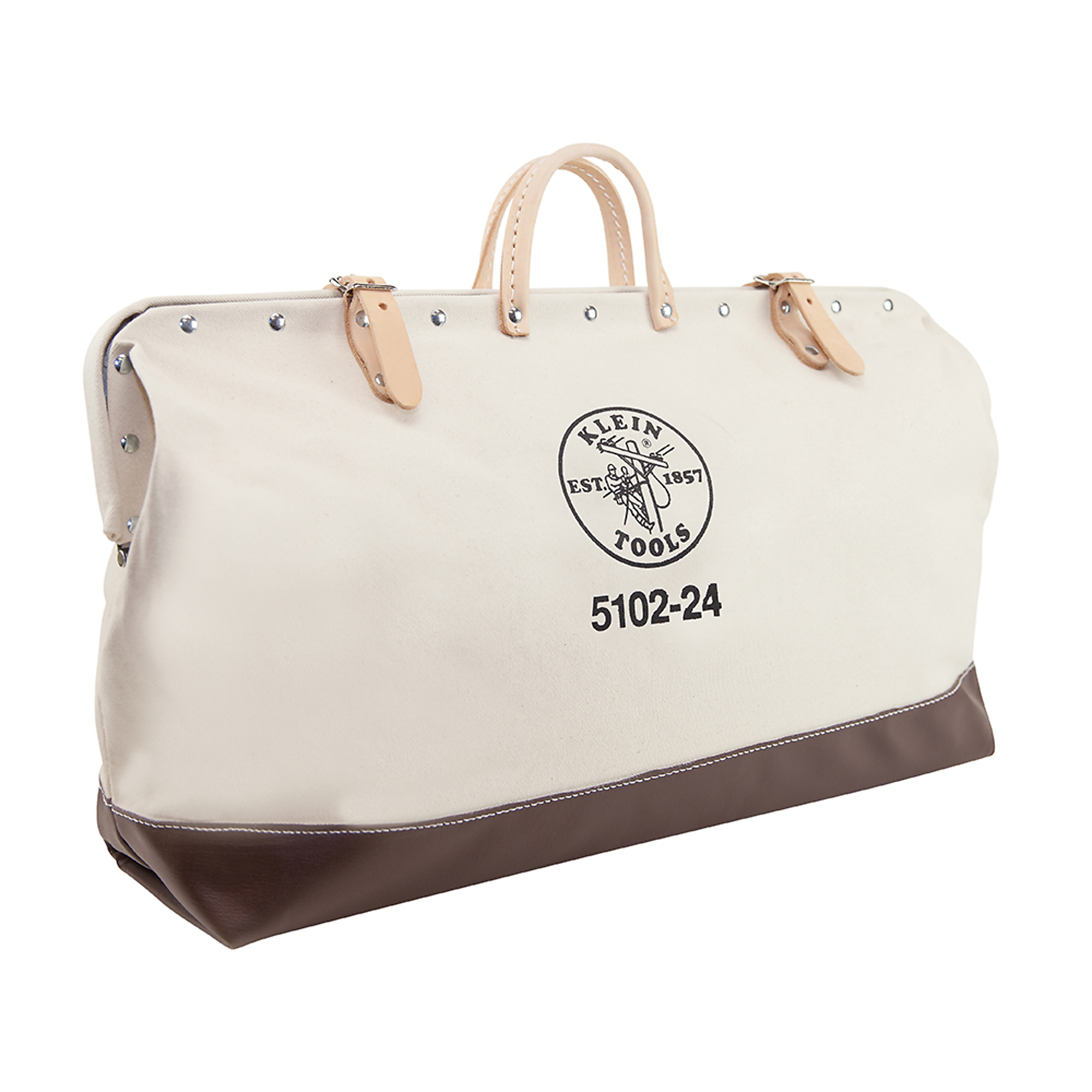 Klein Tools Canvas Tool Bag — 24in., Heavy-Duty No. 8 Natural Canvas, Vinyl Bottom, Model# 5102-24